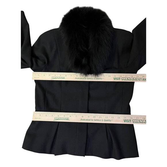 Vintage Peplum Jacket Womens S? Used Black Lined Fuzzy Collar - Picture 9 of 16